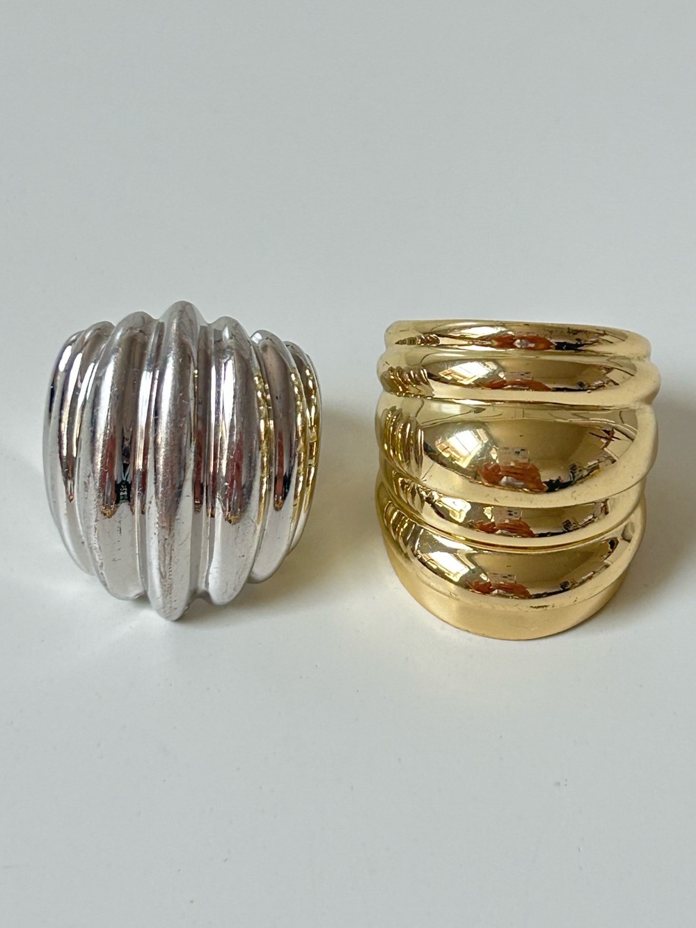 Gold & Silver Costume 2pc Ring Set